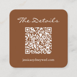 Information om Modern Brun QR-kod Bröllop Infoga e Tilläggskort