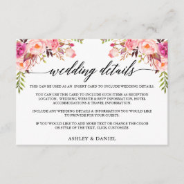 Information om Modern Calligraphy Rosa Blommigt Br Tilläggskort