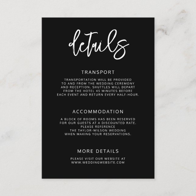 Information om Modern Contemporary Script Black Br Tilläggskort (Framsida)