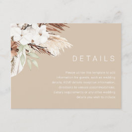 Information om Modern Earthy Beige Boho Bröllop Tilläggskort