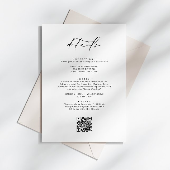 Information om Modern Elegant Calligraphy Bröllop Tilläggskort (Skapare uppladdad)