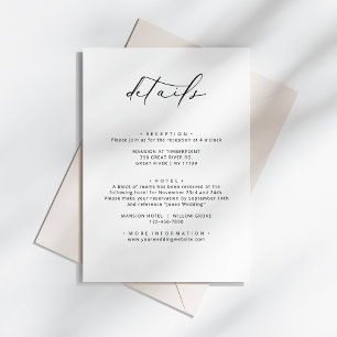 Information om Modern Elegant Calligraphy Bröllop Tilläggskort