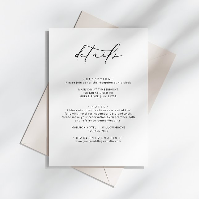 Information om Modern Elegant Calligraphy Bröllop Tilläggskort (Skapare uppladdad)
