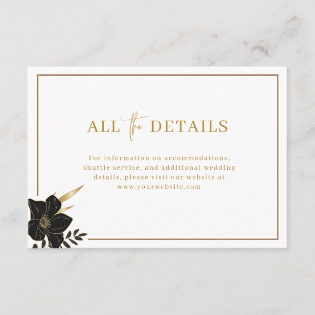 Information om modern, Elegant White och Guld Bröl Tilläggskort (Framsida)