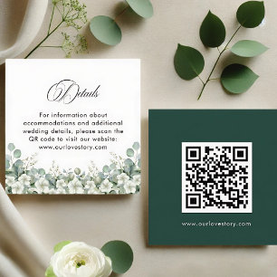 Information om Modern Emerald Greenery QR Code Brö Tilläggskort