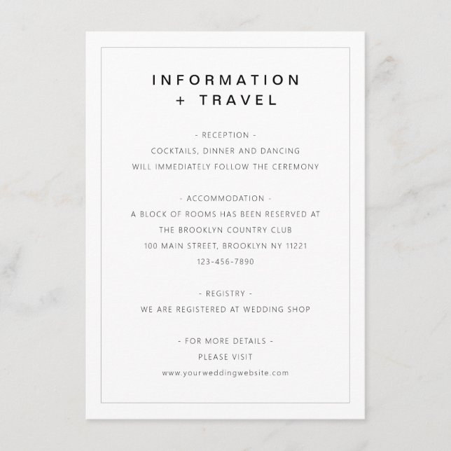 Information om modern enkel minimal typografi Bröl Tilläggskort (Framsida)