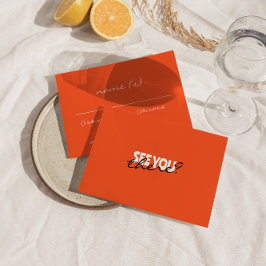 Information om Modern färgad Retro Funky Bröllop OSA Kort