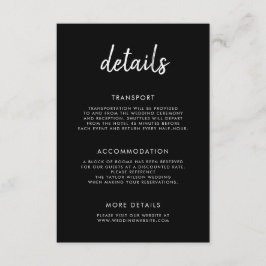 Information om Modern fet skript, svart, vit Bröll Tilläggskort