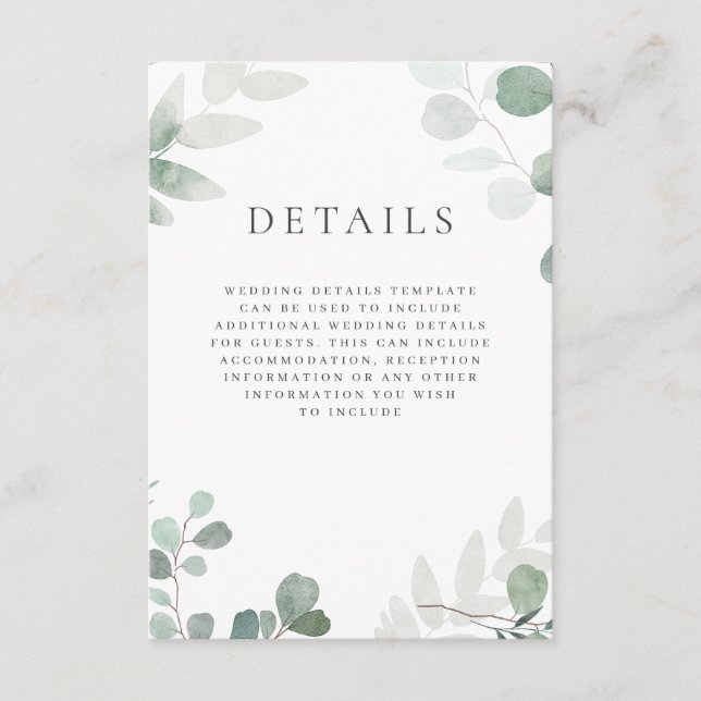 Information om Modern Greenery Bröllop Tilläggskort (Framsida)