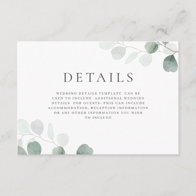 Information om Modern Greenery Bröllop Vågrät Tilläggskort (Framsida)