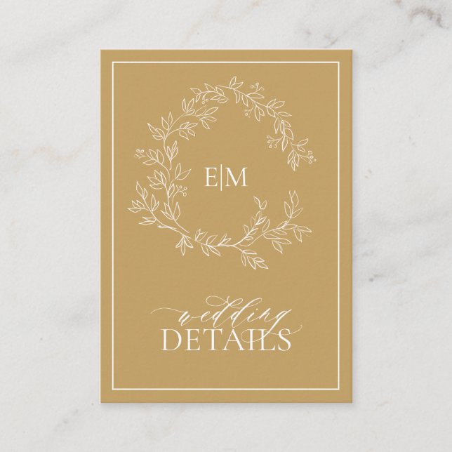 Information om Modern Guld Leafy Vapensköld Monogr Tilläggskort (Framsida)