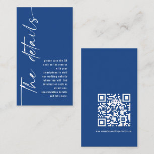 Information om modern kalligrafi QR-kod Blue Bröll Tilläggskort