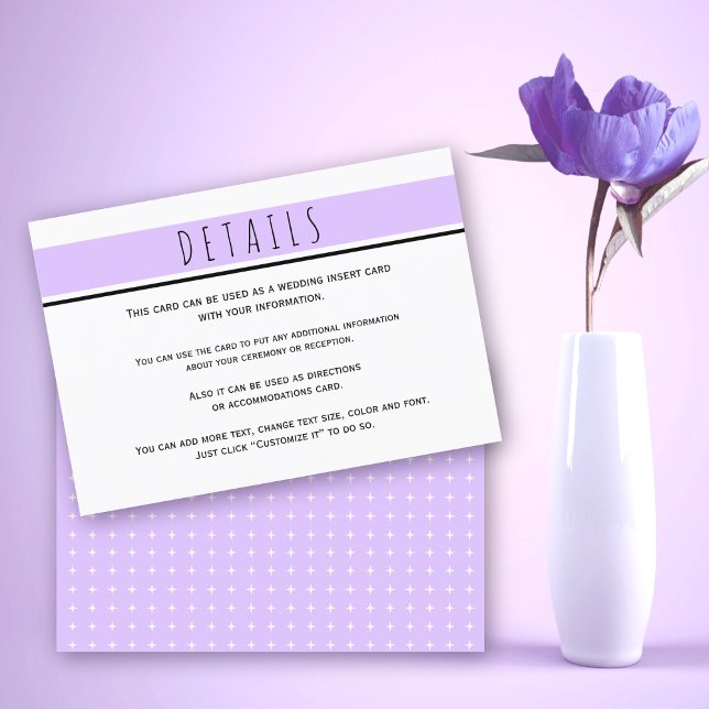 Information om modern lavender lila bröllop tilläggskort (Skapare uppladdad)