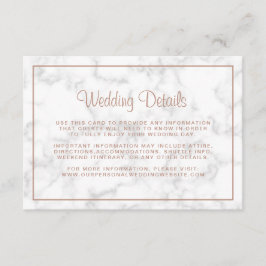 Information om Modern Marble Ro Guld Skript Bröllo Tilläggskort
