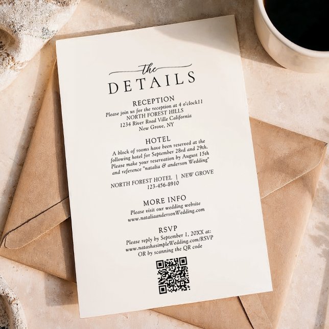 Information om modern minimal Qr-kod Bröllop Tilläggskort (Skapare uppladdad)