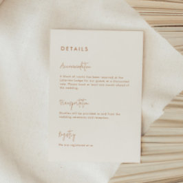 Information om modern Minimalist Earthy Bröllop Tilläggskort