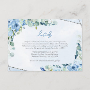 Information om modern mjuk pastel blåa blommor sil tilläggskort