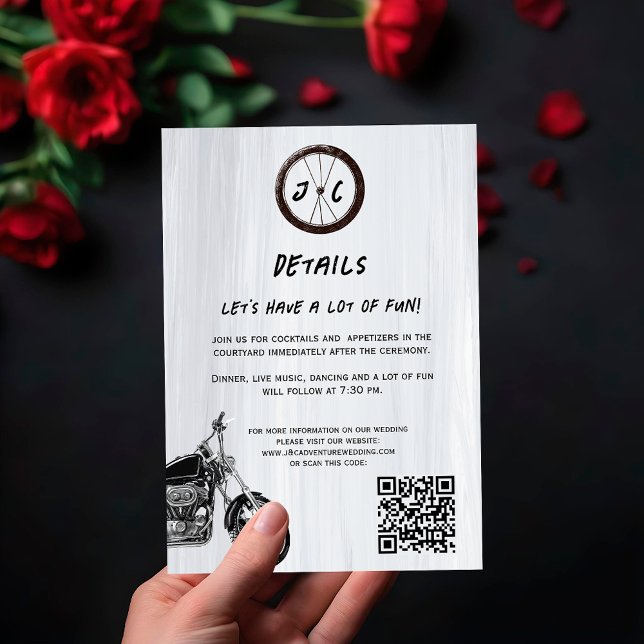 Information om modern motorcykel Äventyr Bröllop Tilläggskort (Skapare uppladdad)