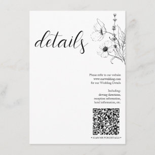 Information om modern QR-kod, svart vit Blommigt Tilläggskort