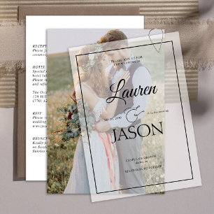 Information om Modern Real Vellum Overlay Photo Br Inbjudningar