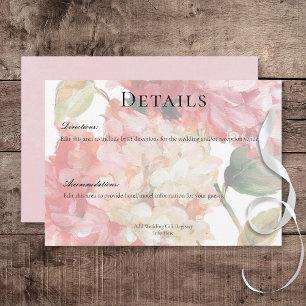 Information om Modern Rosa Hydrangea Bröllop Tilläggskort