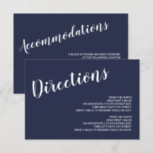 Information om Modern Script Navy Blue Bröllop Inbjudningar