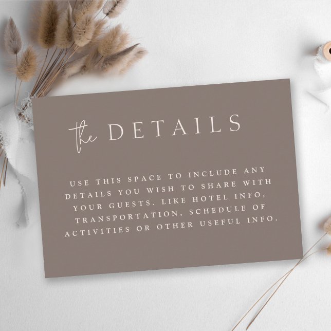 Information om modern Taupe-minimalistisk Monogram Tilläggskort (Skapare uppladdad)