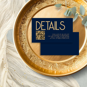 Information om modern text QR-kod Guld marblå Bröl Tilläggskort