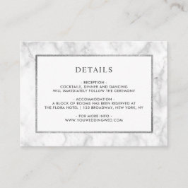 Information om Modern White Marble Bröllop Tilläggskort