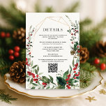 Information om Modern Winter Berries Greenery Bröl Tilläggskort<br><div class="desc">Med ett delikat guld-geometriskt ram som omger en lush vattenfärgkrans med pulserande röda bär,  och grönt,  kombinerar denna design säsong charm med tidlös elegans. Den klassiska serif- och festive red-typografin skapar en sofistikerad perfekt och helgdag cheer,  skapar den perfekt för jultemat bröllop.</div>