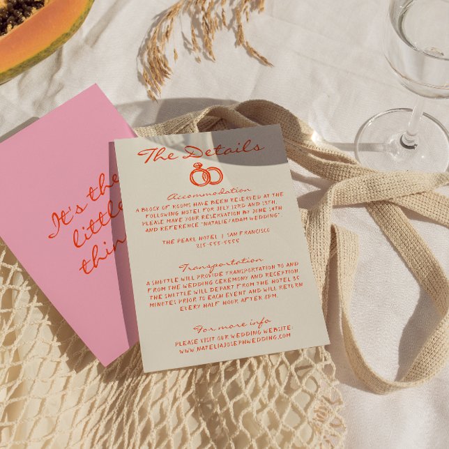 Information om modernt, färglöst Retro Fun-bröllop Tilläggskort (Skapare uppladdad)