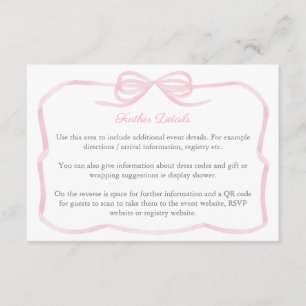 Information om Möhippan QR för rosa Coquette Bow Tilläggskort