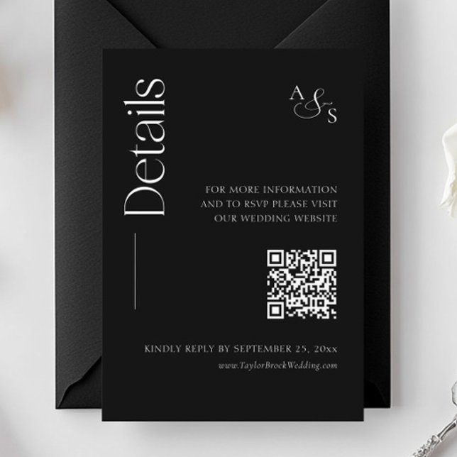Information om Monogram Black Bröllop-webbplats Qr Tilläggskort (Skapare uppladdad)
