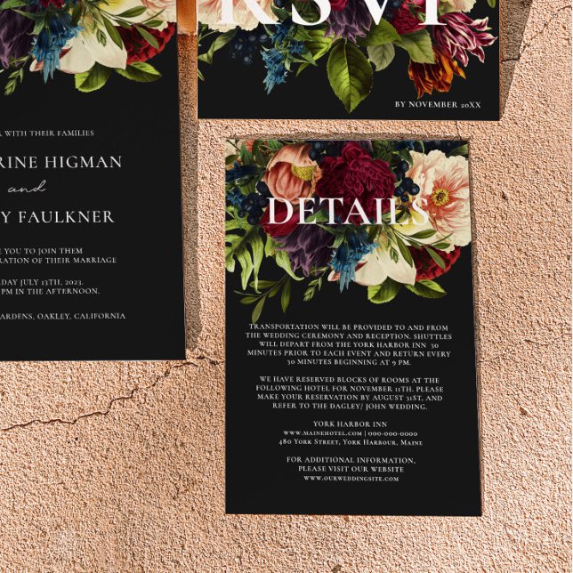 Information om moody Blommigt Burgundy och Svarta  Tilläggskort (Skapare uppladdad)