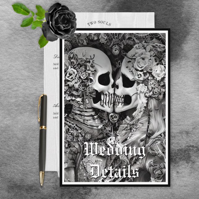 Information om mörk Gothic Black & White Skeleton Tilläggskort (Skapare uppladdad)