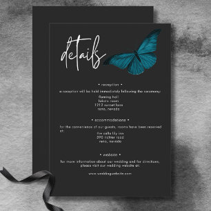 Information om mörk Moody minimal Teal Moth Bröllo Tilläggskort