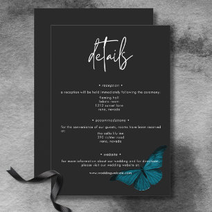 Information om mörk Moody minimal Teal Moth Bröllo Tilläggskort