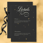 Information om mörk Moody Victorian Stars Bröllop Tilläggskort<br><div class="desc">Laga mystiken i din kärlek-historia med vårt rättstavningskort mörk bröllop. Den här svit-designen som är så mörk att den ger dig en inbjudan med en Victoriansk ockult grafik av sol, måne och stjärnor, som är mycket komplicerad och detaljerad. Korten är mjuka, svarta, vita eller svarta och vita med ömtåliga guld-stjärnor....</div>