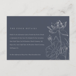 Information om mörk Navy Waterlily Blommigt Sketch Tilläggskort