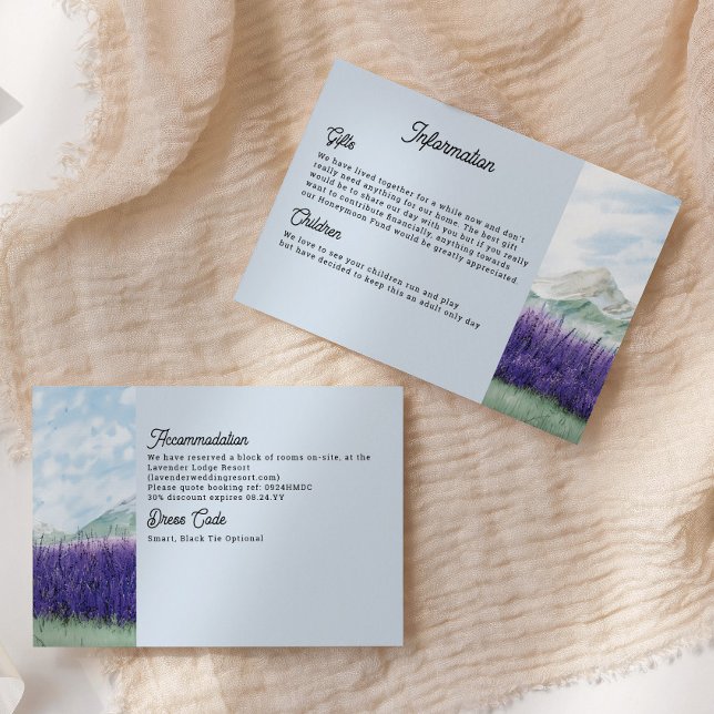 Information om Mountain Lavender Bröllop Tilläggskort (Double-sided Information and Details Card from my Mountain Lavender Wedding Collection
)