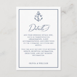 Information om Nautical Anchor Monogram Bröllop Tilläggskort
