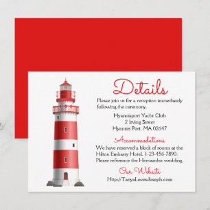 Information om Nautical Bröllop Lighthouse Red Sum Inbjudningar