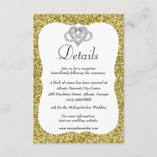 Information om oändlighet från guld Glitter Heart Tilläggskort