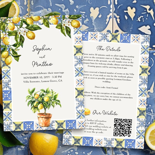 Information om och webbplats för Lemon Grove Itali Inbjudningar (Wedding Invitation with Details from the Lemon Grove Wedding Collection by Darling & May)