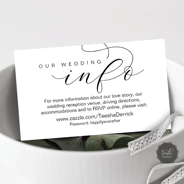 Information om och webbplats i Bröllop, modern min Tilläggskort (Our Wedding Details and Website, Modern Minimal Enclosure Card)
