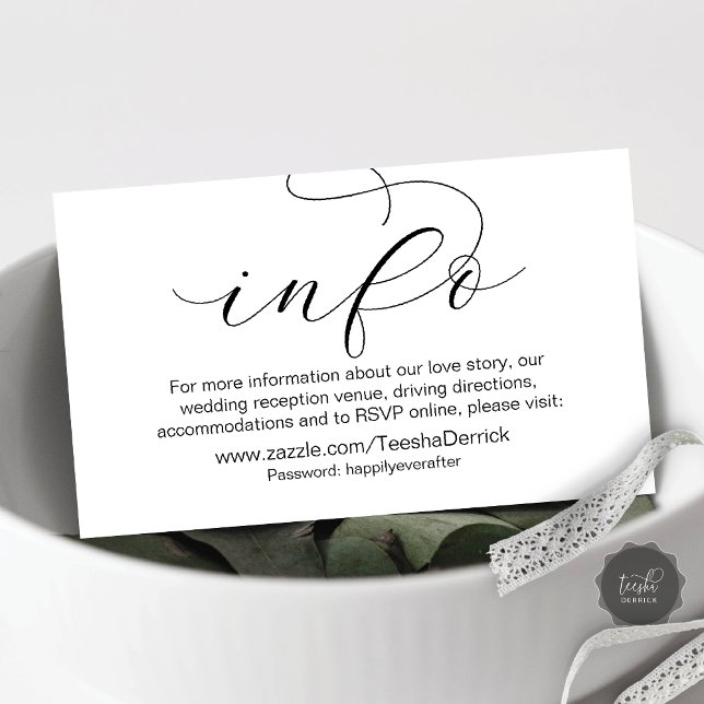 Information om och webbplats i Bröllop, modern min Tilläggskort (Our Wedding Details and Website, Modern Minimal Enclosure Card)