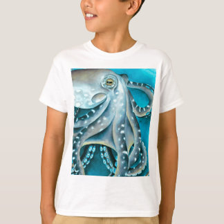 Information om oktopus blå vattenfärg t shirt