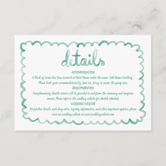 Information om Oliv grönt Ram vid Hand plockade Tilläggskort (Framsida)