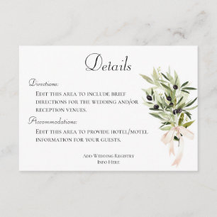 Information om Olive Gren Bouquets Bröllop Tilläggskort