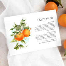 Information om orangar Citrus Garden bröllopskort